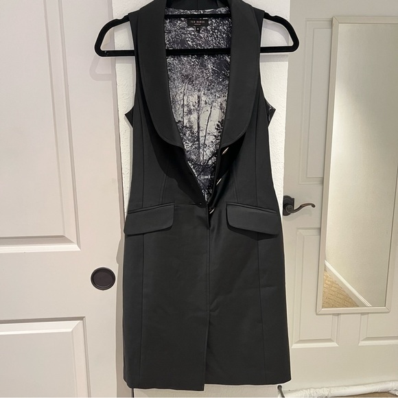 RARE Ted Baker Little Black Dress Suiting Dress Button Front - Picture 9 of 14